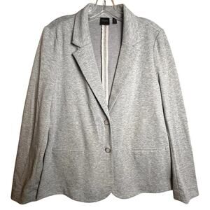 Rafaella Women's Gray Knit Button Front Jacket Blazer Sz L Businesscore Momcore‎